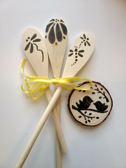 Wood Burning - Spoons and Coaster