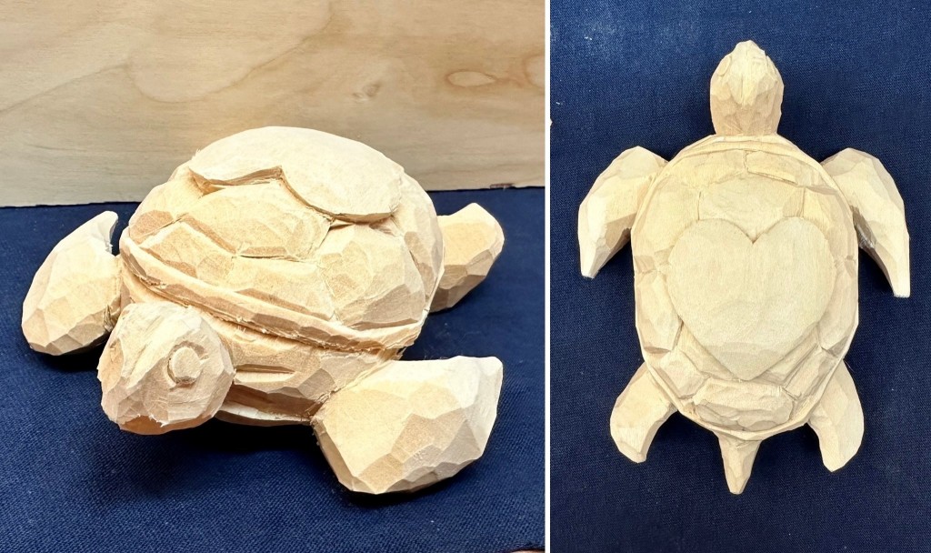 Woodcarving a Love Turtle